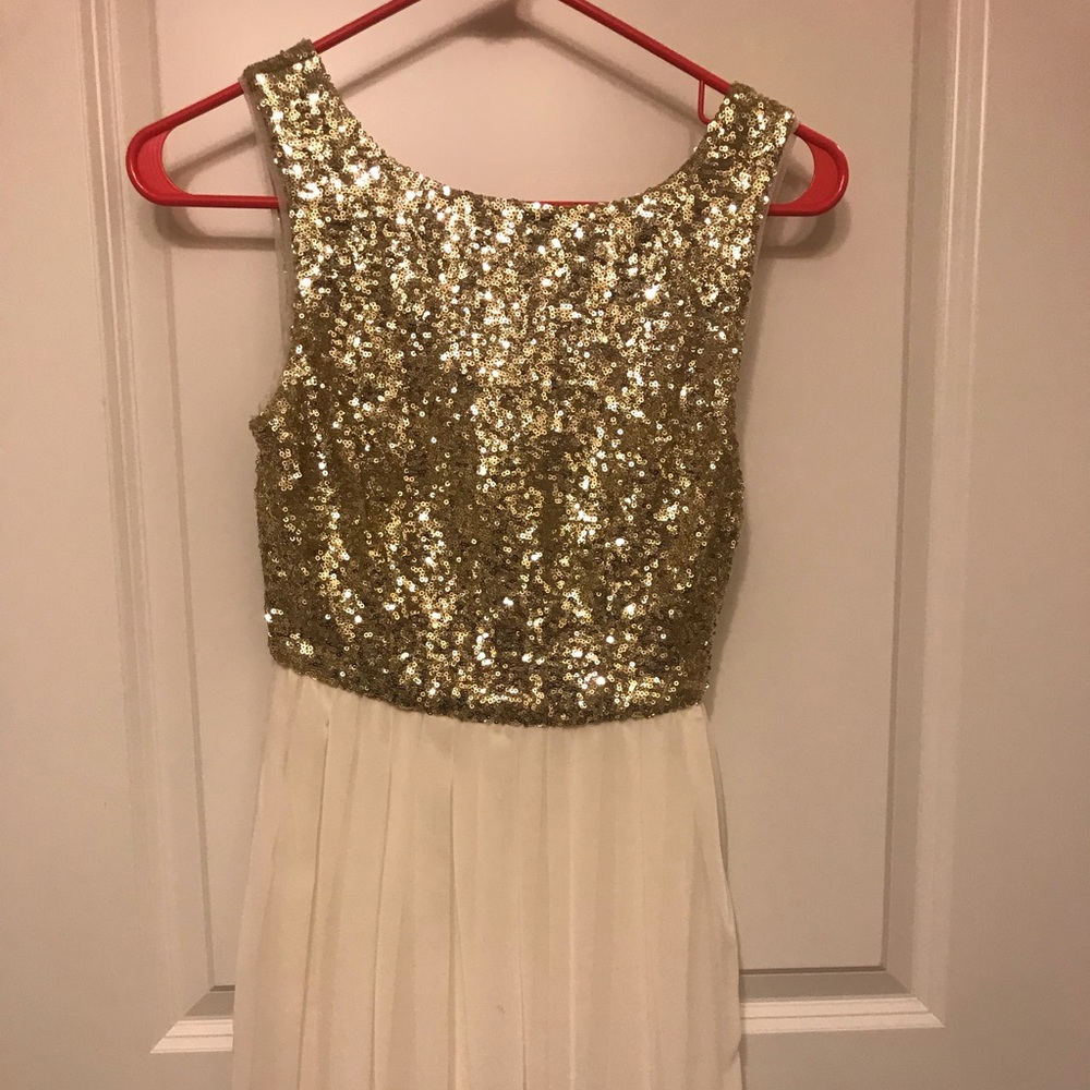 Gold sequin & cream colored dress